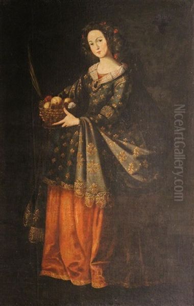 Saint Dorothea Oil Painting by Francisco De Zurbaran