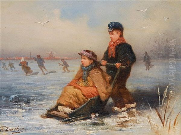 Eisvergnugen Oil Painting by Frederik Willem Zurcher