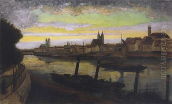 Magdeburg At Sunset Oil Painting by Maryan Zurek