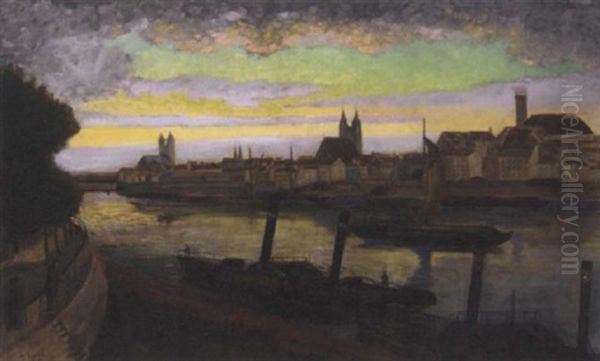 Magdeburg At Sunset Oil Painting by Maryan Zurek