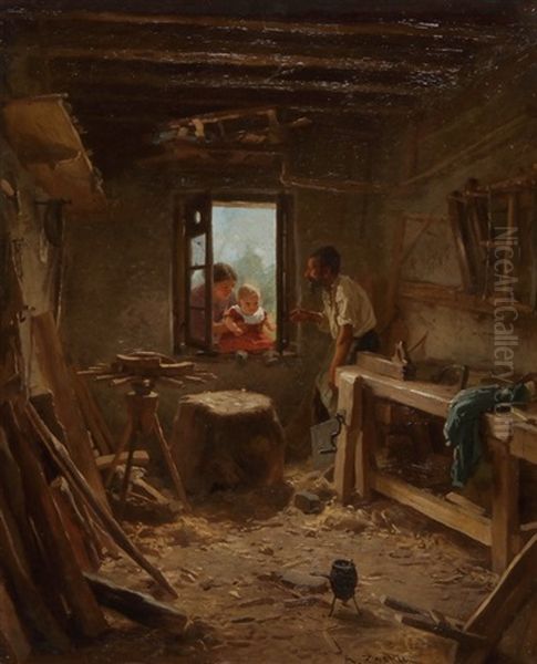 In Der Schreinerwerkstatt Oil Painting by Abraham Andre Zwahlen