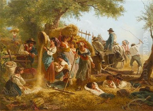 Harvest Oil Painting by Abraham Andre Zwahlen