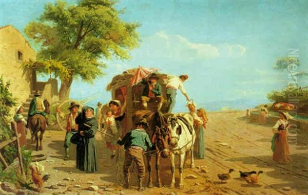 Contadini Al Mercato Oil Painting by Abraham Andre Zwahlen