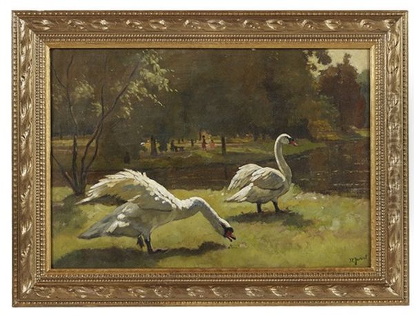 White Swans Oil Painting by Willem de Zwart