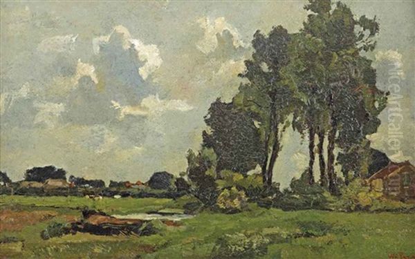 The Old Trees Beside The Farm House Oil Painting by Willem de Zwart