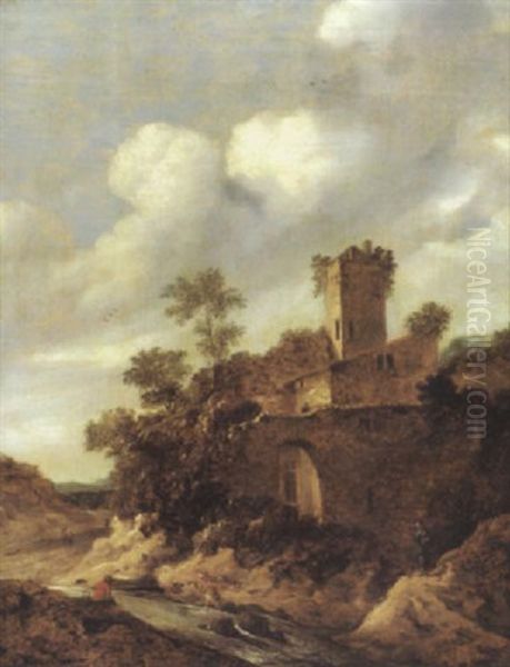 Weite Landschaft Mit Sanddunen Und Feldweg Oil Painting by Cornelis van Zwieten