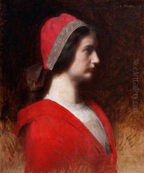 Femme A La Coiffe Oil Painting by Marie Augustin Zwiller