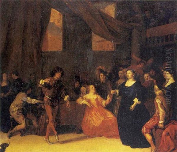 Le Pas De Danse Oil Painting by Gerard Pietersz van Zyl