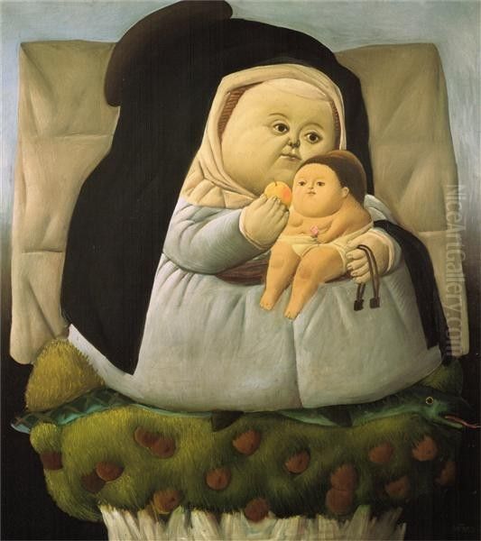 Madonna with Child Oil Painting by Fernando Botero