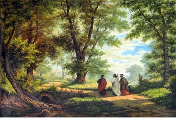 On the Road to Emmaus Oil Painting by Robert Zund