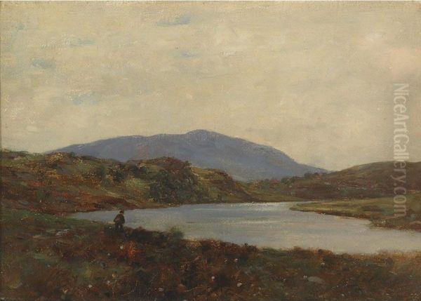 Loch And Figure Aberfoyle Oil Painting by Alexander Kellock Brown