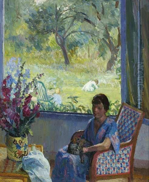 Room With View Of The Garden Oil Painting by Anna Wood Brown