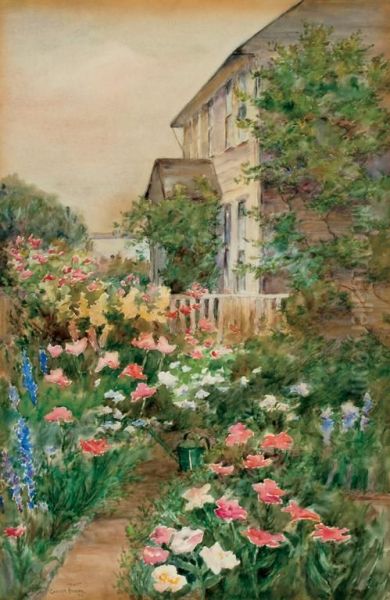 A Nantuckert Flower Garden Oil Painting by Carroll Butler Brown