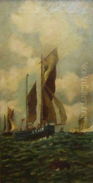 The Lowestoft Fishing Boat Oil Painting by Carroll Butler Brown