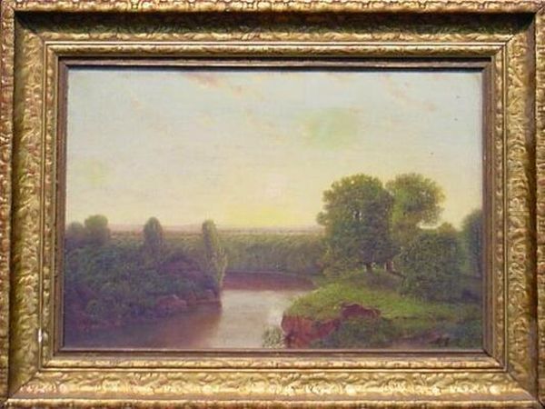 River Landscape Oil Painting by F.C. Brown