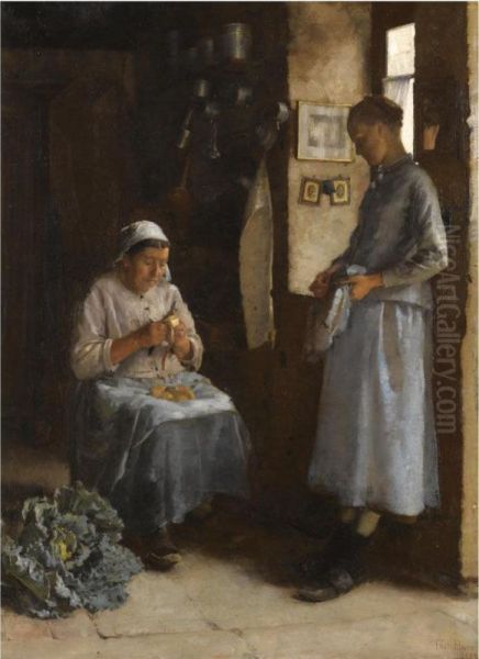 Peasant Fare Oil Painting by Frederick Brown