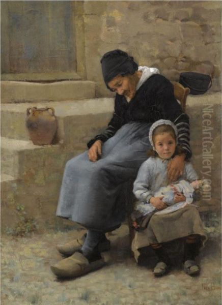 Grandma's Comfort Oil Painting by Frederick Brown