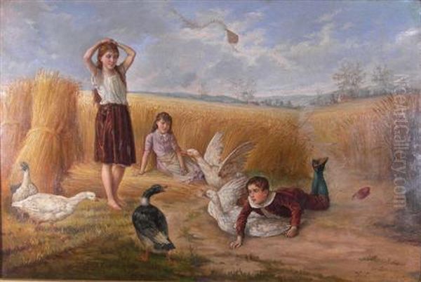 The Unwary Kite Flyer Oil Painting by George Lunell Brown