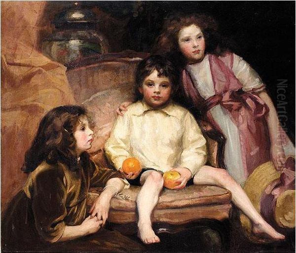 The Children Of Robert B. Black Esquire Oil Painting by Henry Harris Brown