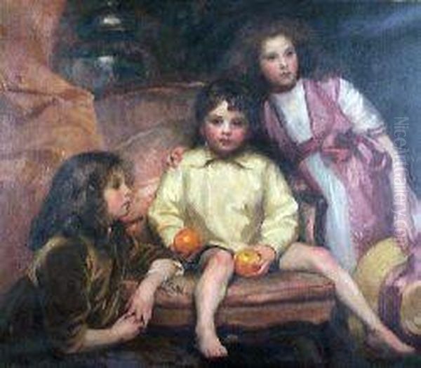 The Children Of Robert B Black Oil Painting by Henry Harris Brown