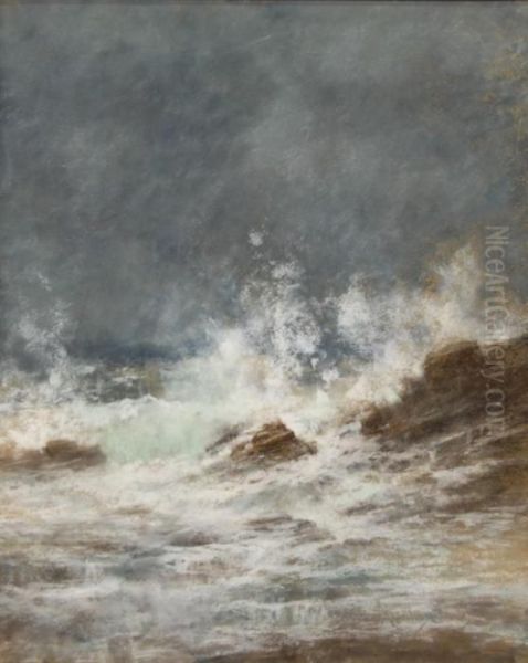 Crashing Waves Oil Painting by John Appleton Brown