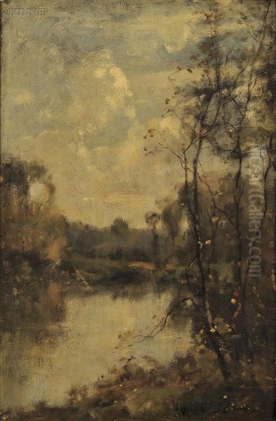 River Landscape Oil Painting by John Appleton Brown