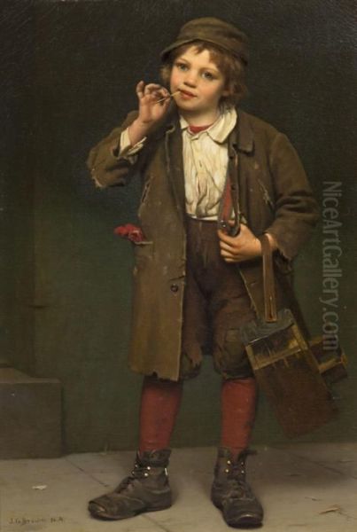 Street Urchin With Toothpick Oil Painting by John George Brown