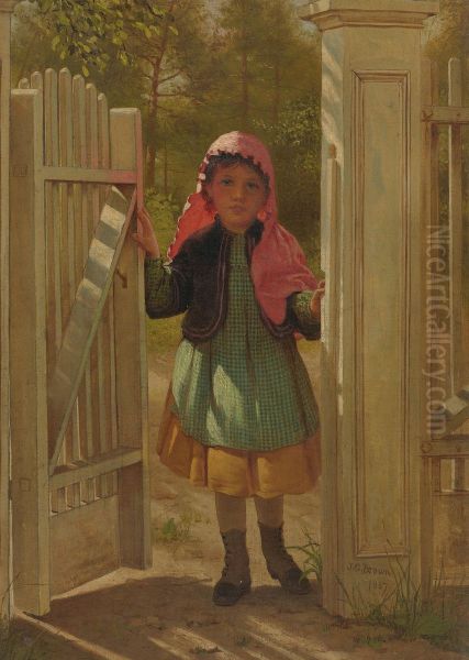 Girl At The Doorway Oil Painting by John George Brown