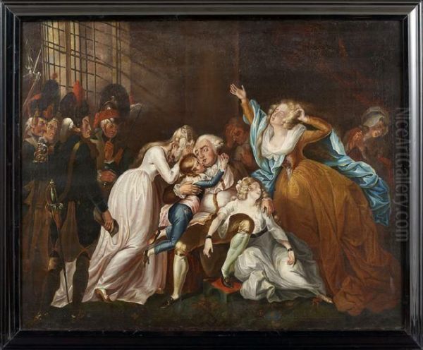 King Louis Xvi Of France Saying Farewell To His Family Oil Painting by Mather Brown