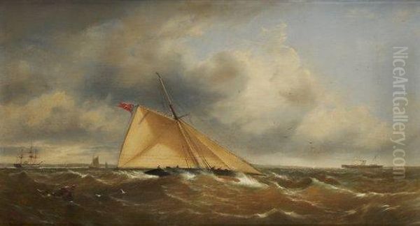 Voilier Sur Mer Agitee. Oil Painting by William Brown