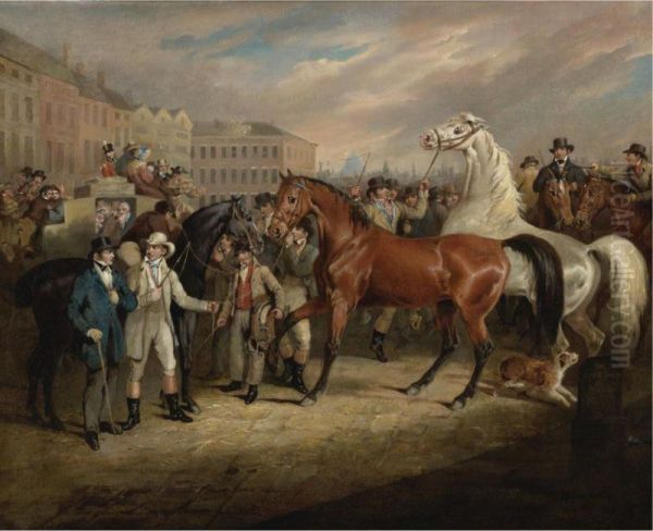 The Horse Market, Smithfield Oil Painting by William Brown