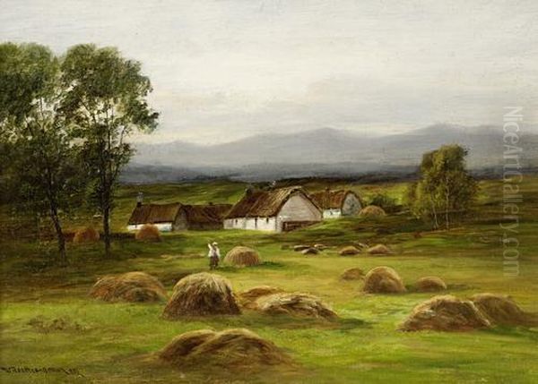 Making Haystacks Oil Painting by William Beattie Brown