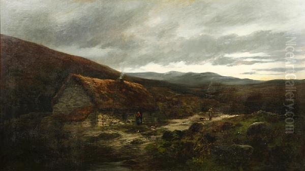 A Highland Cottage, Arran, Early Morning Oil Painting by William Beattie Brown