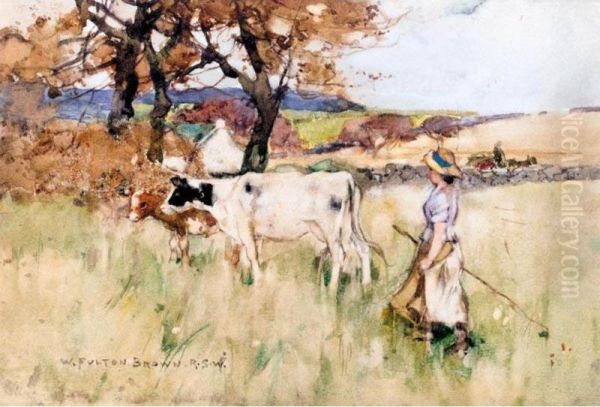 Moving Pastures; Returning To The Croft Oil Painting by William Fulton Brown