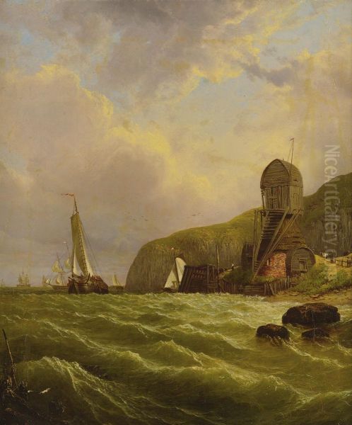 Rough Seas Along The Coast Oil Painting by William Mason Brown