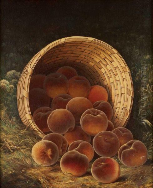 Peaches In A Basket Oil Painting by William Mason Brown