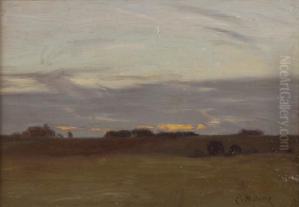 A Prairie Sunset Oil Painting by Charles Francis Browne