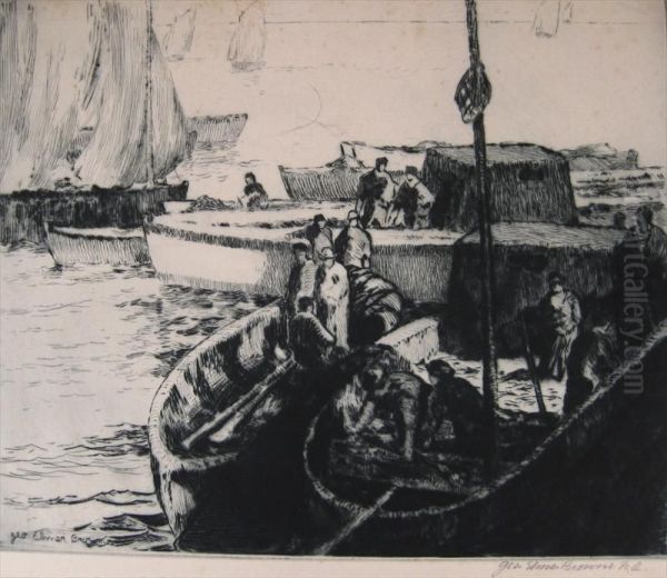 Fishing Boats Oil Painting by George Elmer Browne