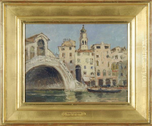 Rialto Bridge, Venice Oil Painting by George Elmer Browne