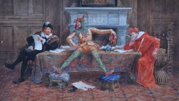 Cardinal, 
Jester And Gentleman Oil Painting by Gordon Frederick Browne