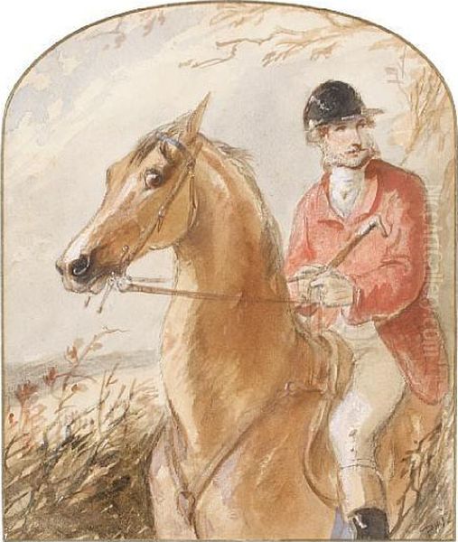 A Horse And Rider Oil Painting by Hablot Knight (Phiz) Brow