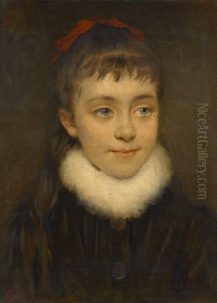  Fillette Au Ruban Rouge  Oil Painting by Henriette Browne