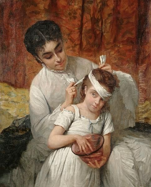 Playing Nurse Oil Painting by Henriette Browne