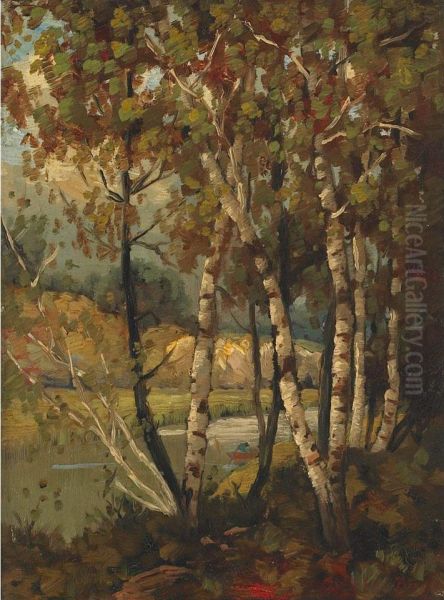 Birches By A Lake by Joseph Archibald Browne