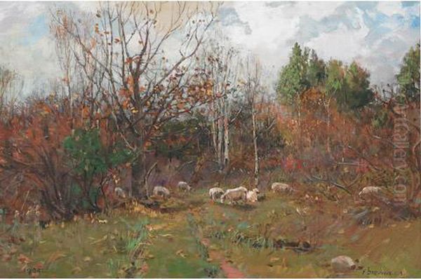 Old Road, Late Autumn Oil Painting by Peleg Franklin Brownell