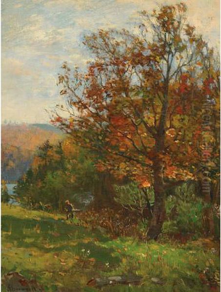 Hunter In The Wild Oil Painting by Peleg Franklin Brownell