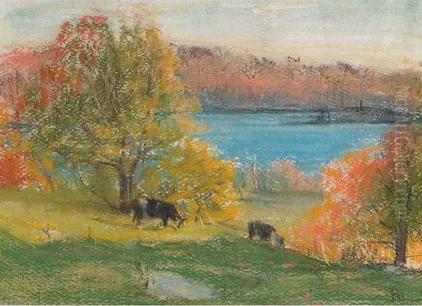 Cattle Grazing In The Gatineau Oil Painting by Peleg Franklin Brownell