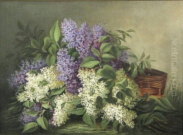 Still Life With Purple And White Lilacs Oil Painting by J.H. Brownlee