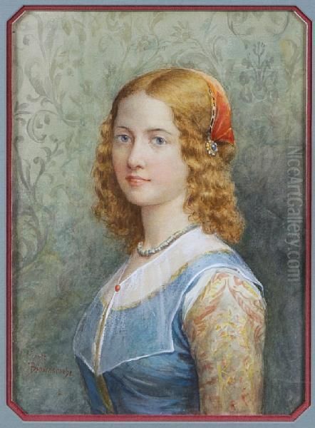 Florentine Girl Oil Painting by Jennie Augusta Brownscombe