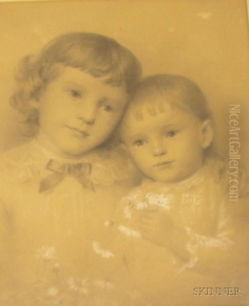 Portrait Of Two Children Oil Painting by Jennie Augusta Brownscombe